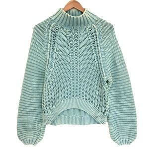 Free People Sweetheart Cable Knit Fisherman Sweater Size XS Oversized Chunky